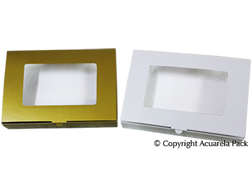 Caja Bombones con visor-Oro y blanca-COD.: 1820